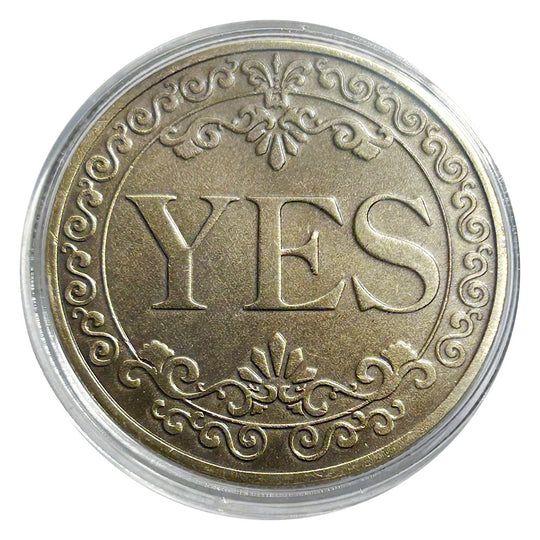 Lucky Coin YES Vintage Brass in Plastic Capsule
