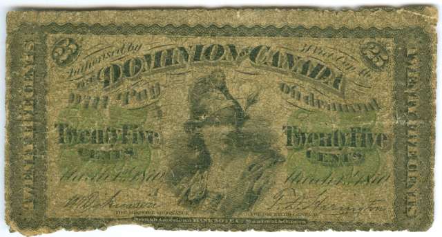 1870 Canada 25 Cents Note