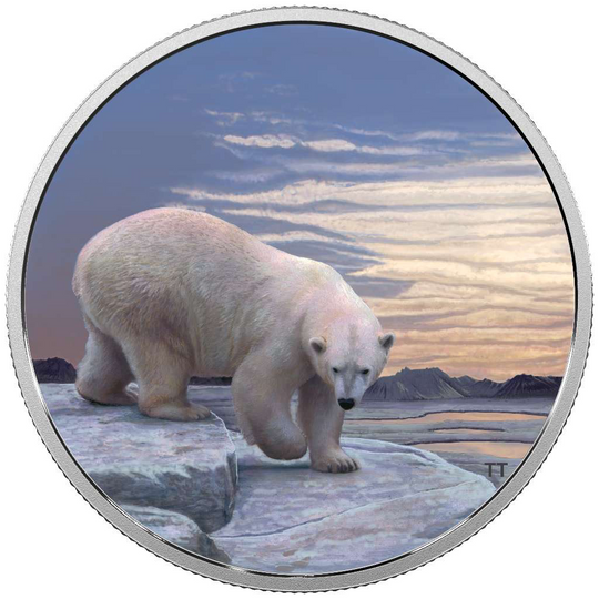 2018 Canada Silver  $30 Arctic Animals and Northern Lights: Polar Bear 2oz