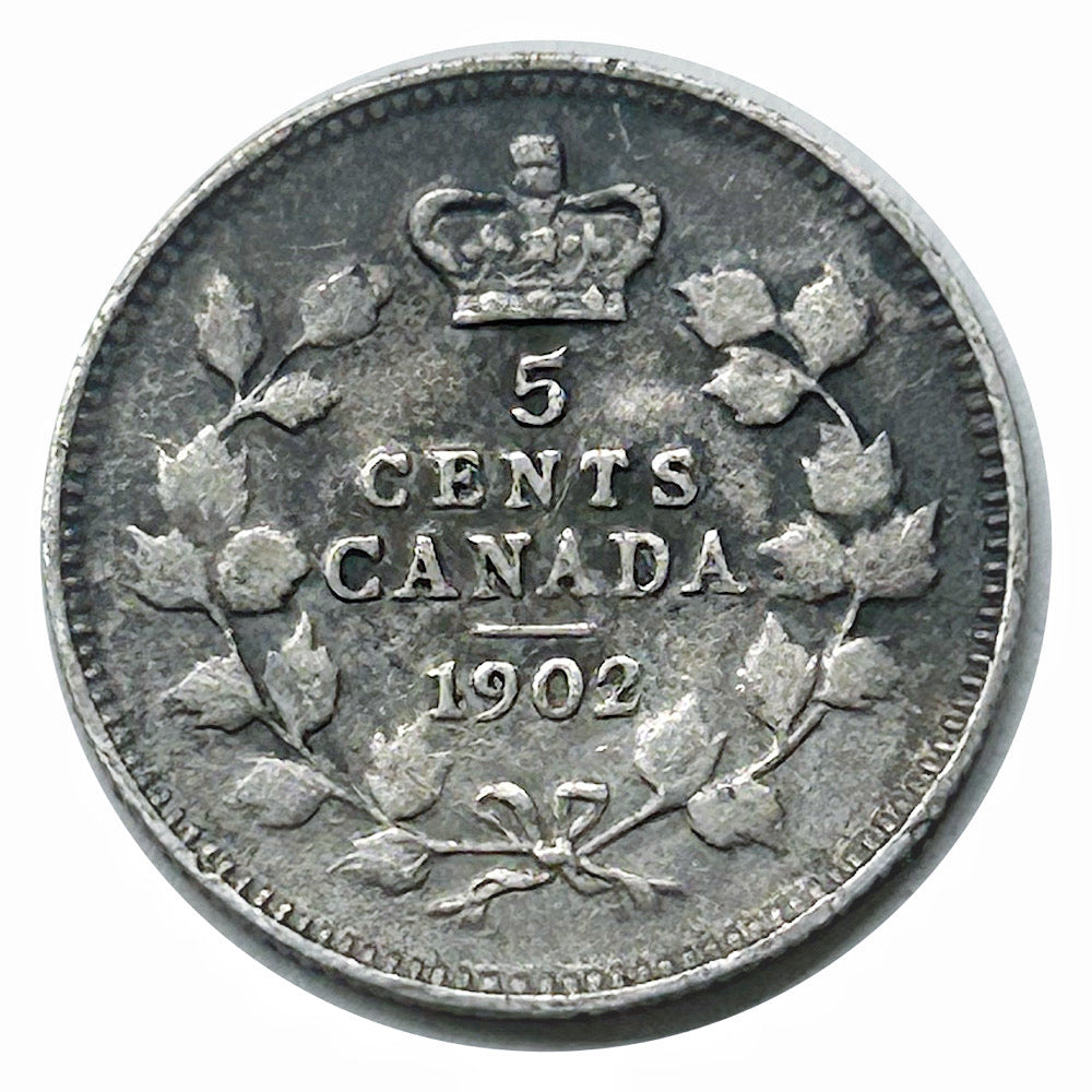 1902 Canada 5 Cents Silver - Edward VII Coin VF