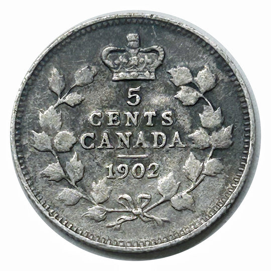 1902 Canada 5 Cents Silver - Edward VII Coin VF