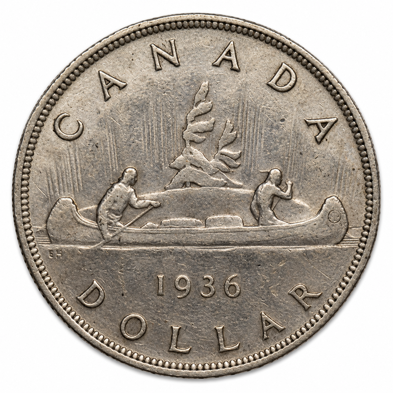 1936 Canada Silver Dollar $1 King George V Voyageur 80% Silver VF