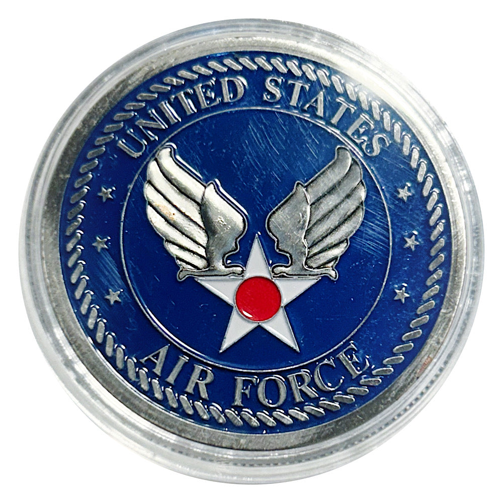 Lucky  Colored Coin United States Air Force Skeleton in Protective Plastic Capsule