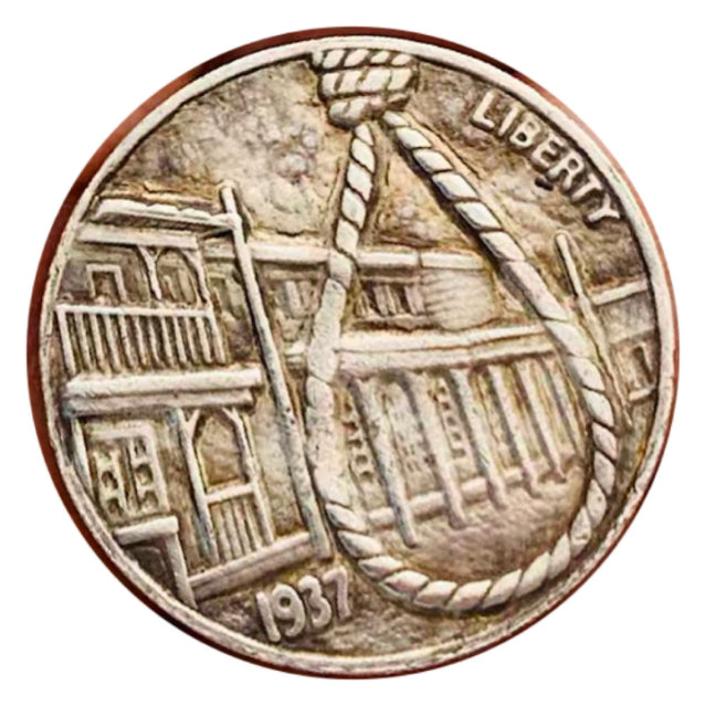 Copper Craft  Coin “1937 Noose & Building  “23mm Hobo Nickel Coin