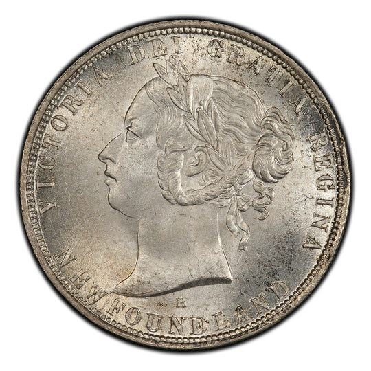 1876H Canada Silver 50 cents Newfoundland (Victoria) Coin VG