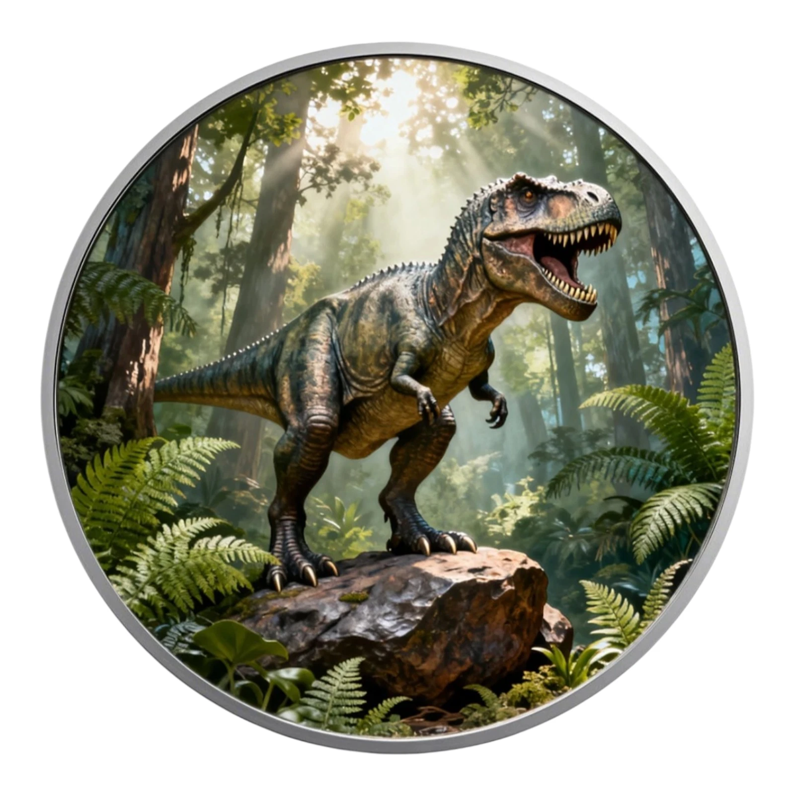 Jurassic King T-Rex 1 oz. Pure Copper Colourized Bullion Round