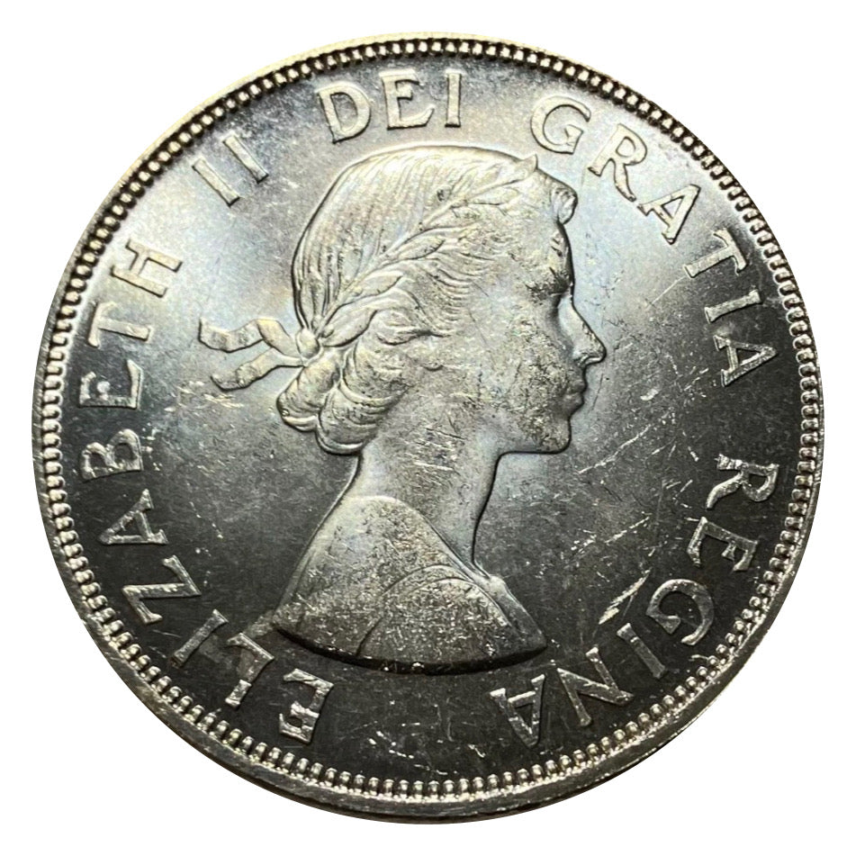 1964 Canadian Silver Dollar Coin  No Dot MS60