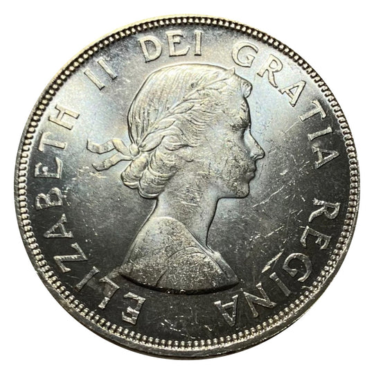 1964 Canadian Silver Dollar Coin  No Dot MS60