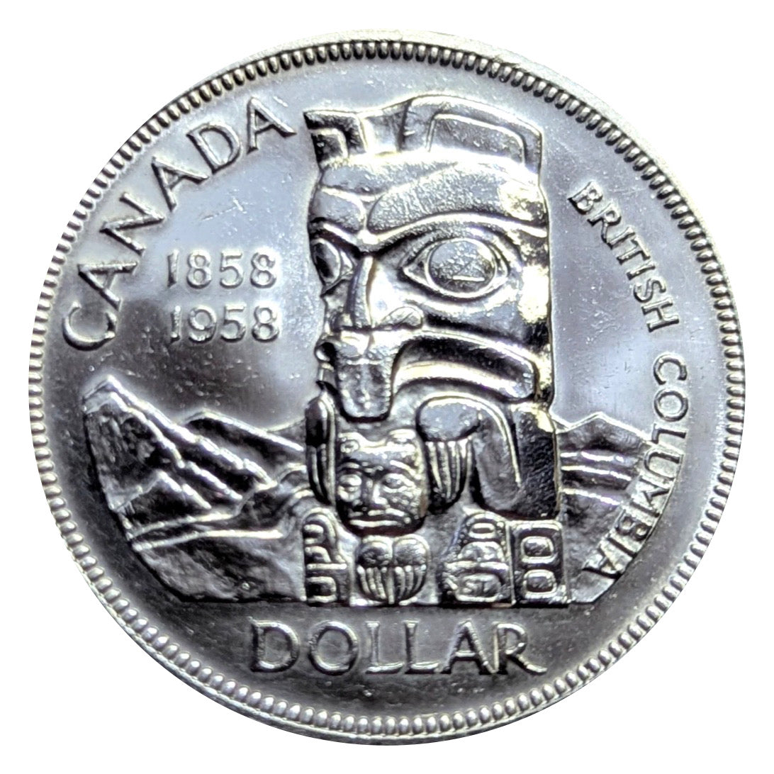 1958 Canadian Silver Dollar Coin  MS60