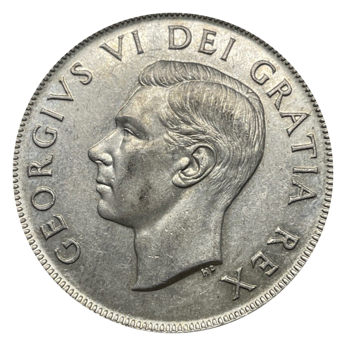 1952 Canadian Silver Dollar Coin Short Waterlines VF