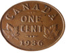 1936 1 Cent kanadischer Penny im Umlauf, sehr guter Zustand