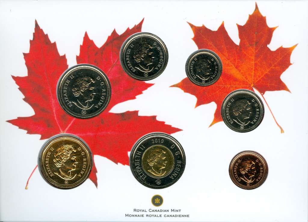 2010 Canada RCM Brilliant Uncirculated 7-Coin Set Maple Leaf Logo