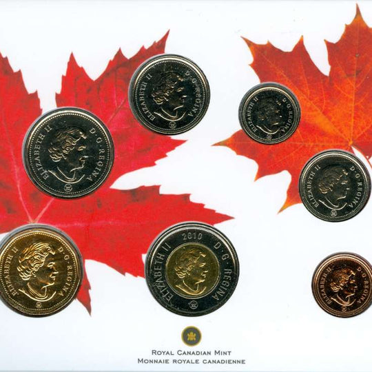 2010 Canada RCM Brilliant Uncirculated 7-Coin Set Maple Leaf Logo