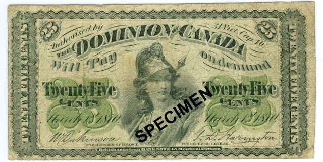 1870 Canada 25 Cents Note