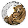 Lucky Coin Brown Bear Mother & Cub  Gift Colored in Protective Plastic Capsule