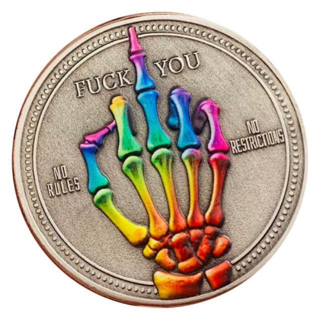 Lucky Coin Rainbow Skull   Gift Colored in Protective Plastic Capsule