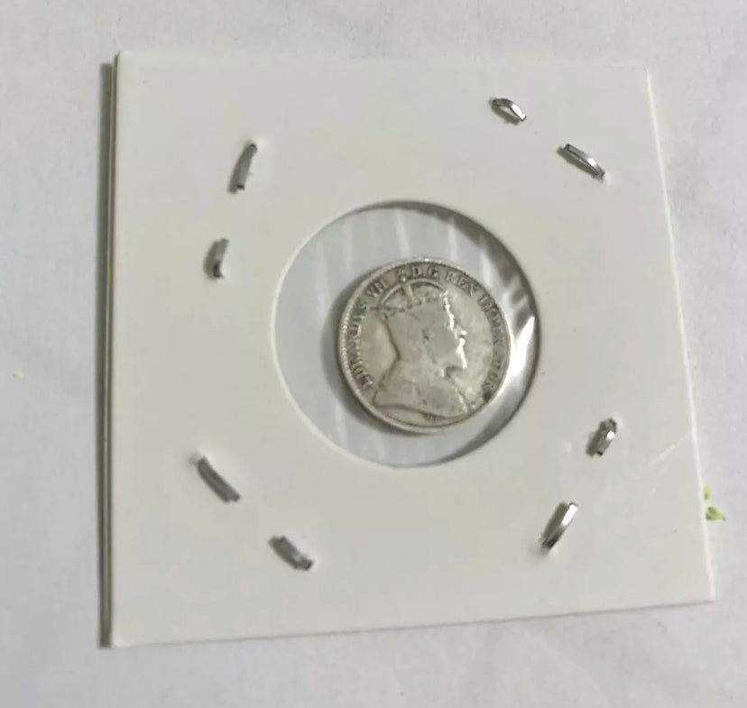 1910 Canadian Silver 5 Cents Edward VII Coin VF