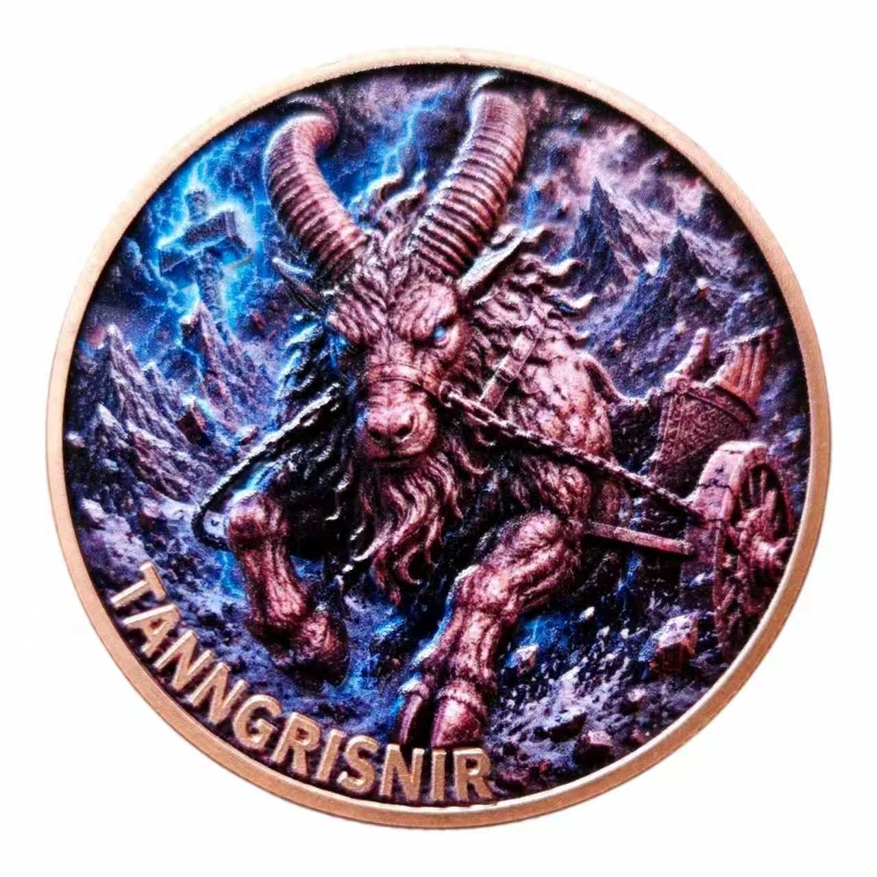 Thor’s Goat Tanngrisnir Norse Mythology 1 oz 3D High Relief Colourized Copper Round