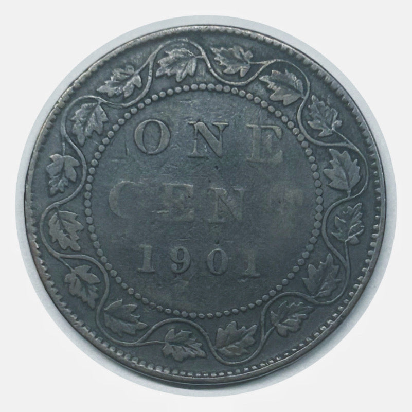 1901 Canada  Victoria Queen Large Penny Coin VG