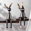 Luxury Brass Rabbit Shelf Decor Set – Modern Nordic Sitting Bunny Figurines for Living Room Office & Entryway