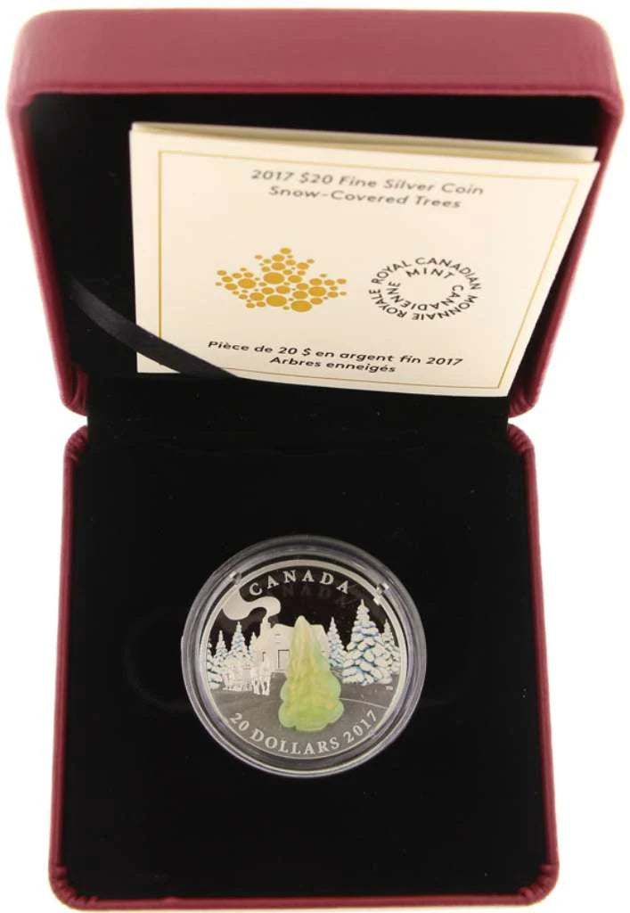 2017 Canada $20 Murano Glass Snow Covered Tree .9999 Silver Proof Coin