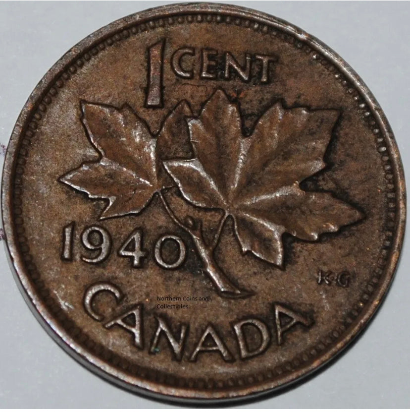 1940 1 Cent Canadian Penny Circulated Very Fine Condition