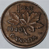 1940 1 Cent Canadian Penny Circulated Very Fine Condition