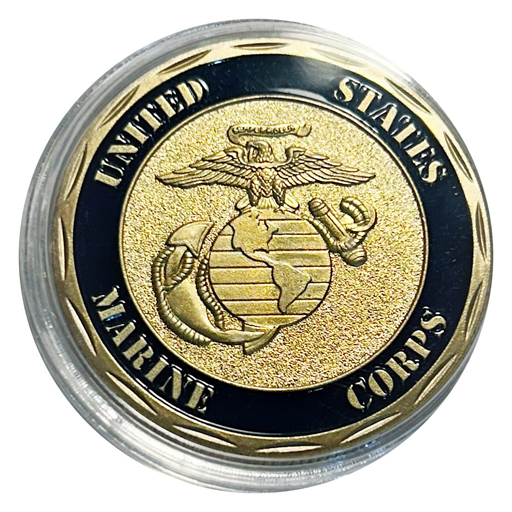 Lucky  Colored Coin US Marine Division in Protective Plastic Capsule
