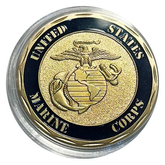 Lucky  Colored Coin US Marine Division in Protective Plastic Capsule