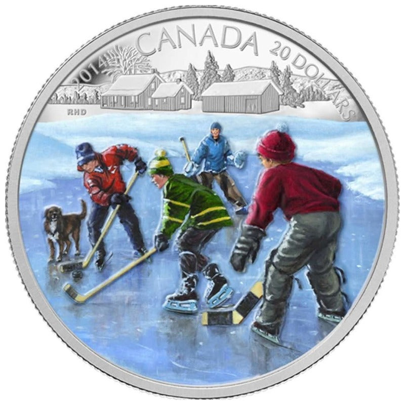 2014 Canada $20 Pond Hockey 1 oz .9999 Silver Proof Coin