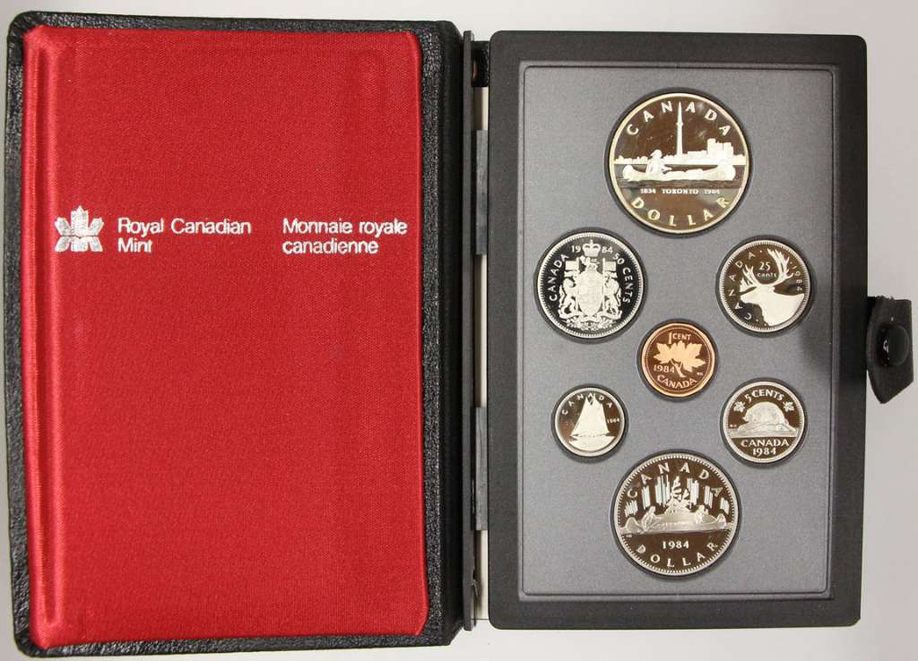 1984 Canada Base Metal  Proof Set, Standard, Voyageur/Toronto, 7-coins