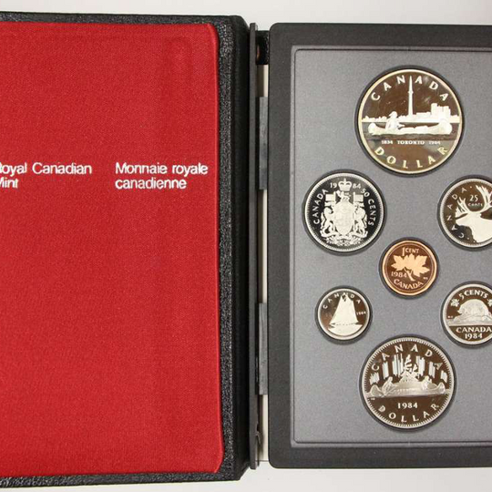1984 Canada Base Metal  Proof Set, Standard, Voyageur/Toronto, 7-coins