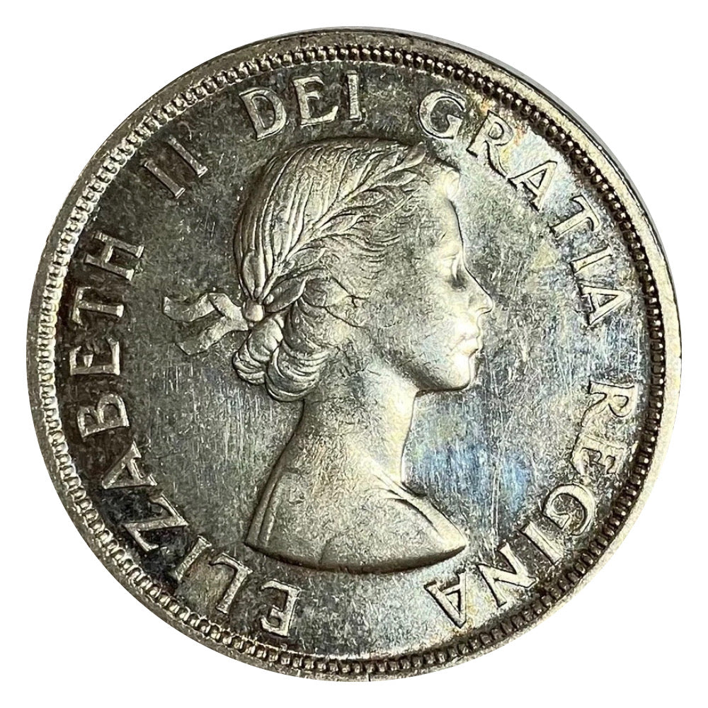 1955 Canadian Silver Dollar Coin Arnprior With No Die Break EF