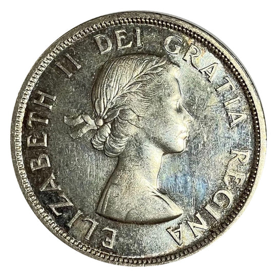 1955 Canadian Silver Dollar Coin Arnprior With No Die Break EF