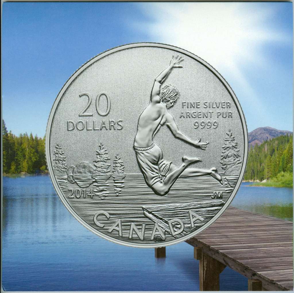 2014 Canada $20 Summertime $20  .9999 Fine Silver Specimen Coin