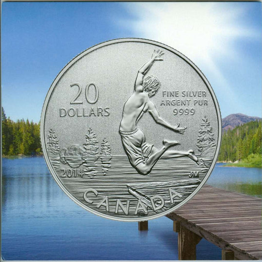2014 Canada $20 Summertime $20  .9999 Fine Silver Specimen Coin
