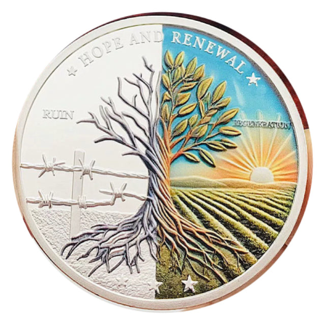 Lucky Coin Hope & Renewal Tree Gift Colored in Protective Plastic Capsule