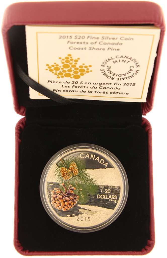 2015 Canada $20 Forests of Canada Coast Shore Pine .9999 Silver Proof Coin