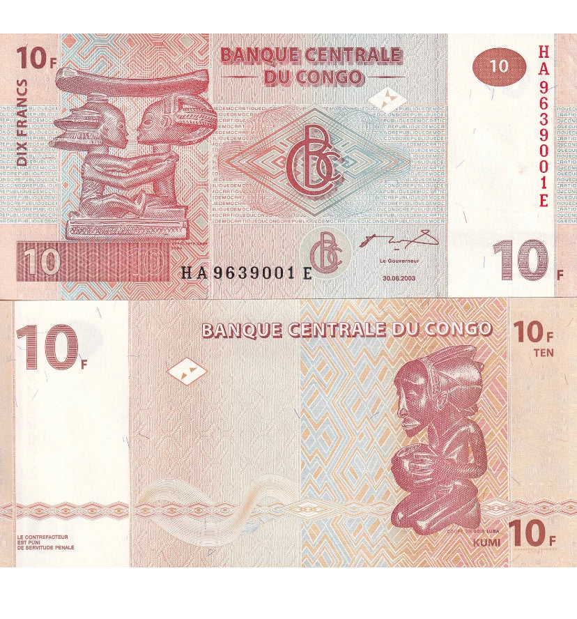 2003 Congo 10 Francs G&D Banknote UNC