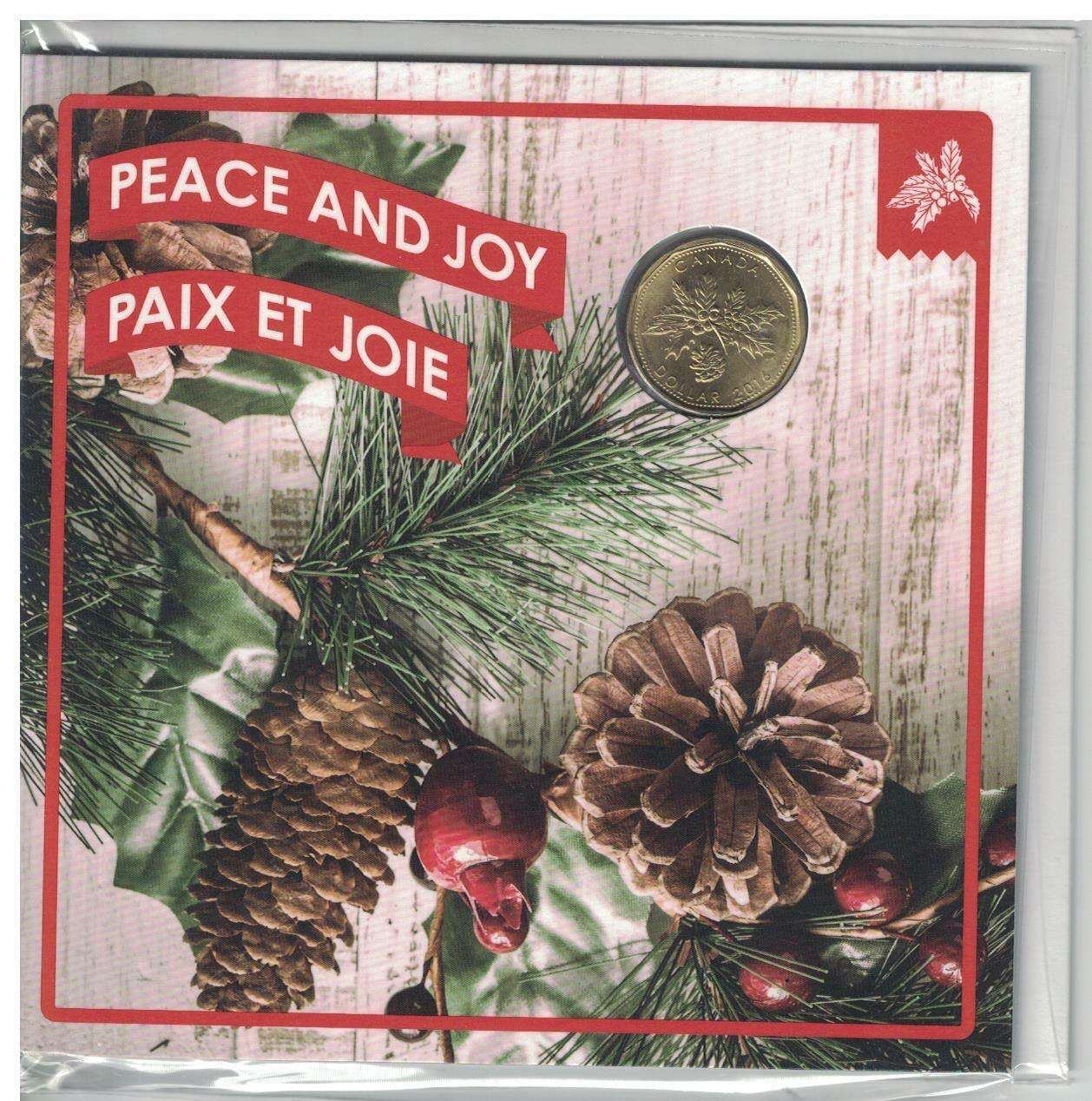 2016 Canada Base 5 Coins Metal Set Peace and Joy incl. $1 Holly Leaves and Pine Cone