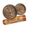 1938 Canadian 1-Cent Maple Leaf Twig Penny Coin Roll VG (50 Coins)