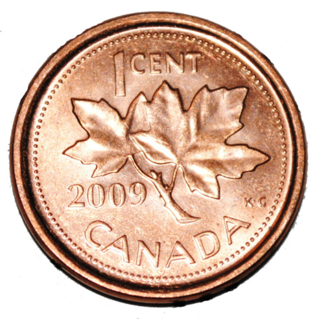 2009 Canada One Cent Copper Penny Logo Non Magnetic BU