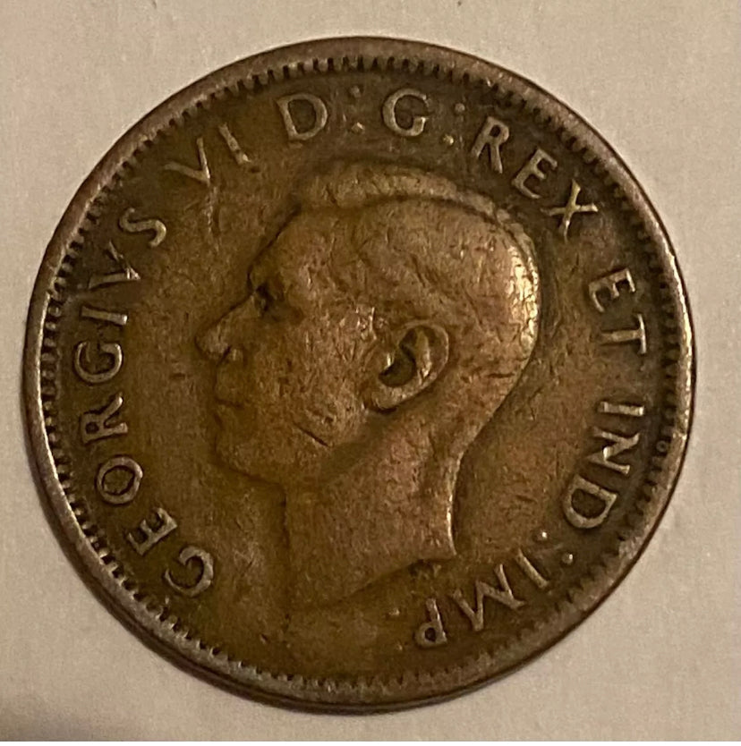 1945 1 Cent Canadian Penny Circulated Very Fine Condition