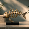 Modern Brass Fish Skeleton Sculpture – Luxury Abstract Coastal Home Decor Statue