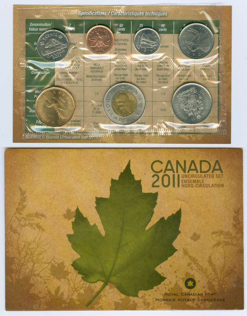 2011 Brilliant Uncirculated Set of 7 Canadian Coins (Proof-like Set)