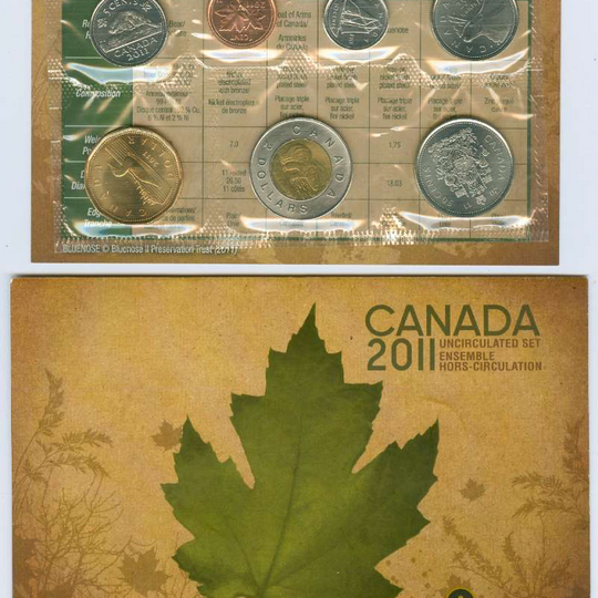 2011 Brilliant Uncirculated Set of 7 Canadian Coins (Proof-like Set)