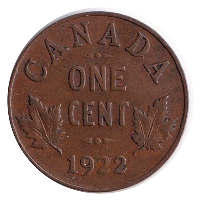 Canada 1922 1 Cent Small Penny Coin - Rare Date Clé Petit Cent - Roi George VI Faible Monnaie