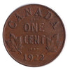 Canada 1922 1 Cent Small Penny Coin - Rare Date Clé Petit Cent - Roi George VI Faible Monnaie