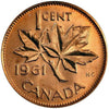 1961 Canadian 1-Cent Maple Leaf Twig Penny  BU