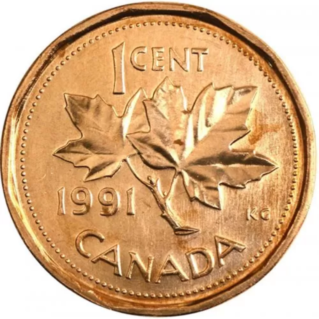 1991 Canada One Cent Copper  Penny BU